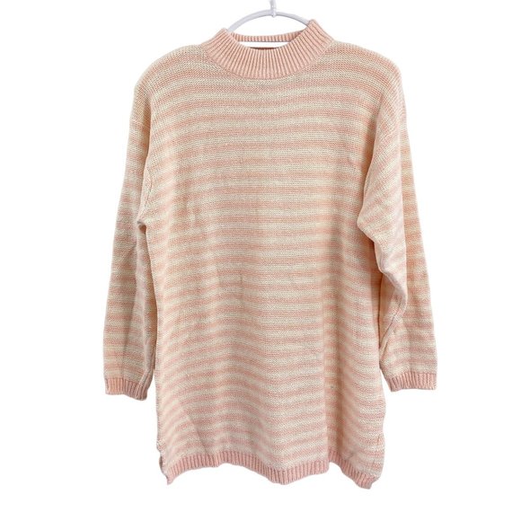 Reed Hunter 00s mock neck oversized sweater size large pink white stripe y2k NOS - Picture 1 of 7